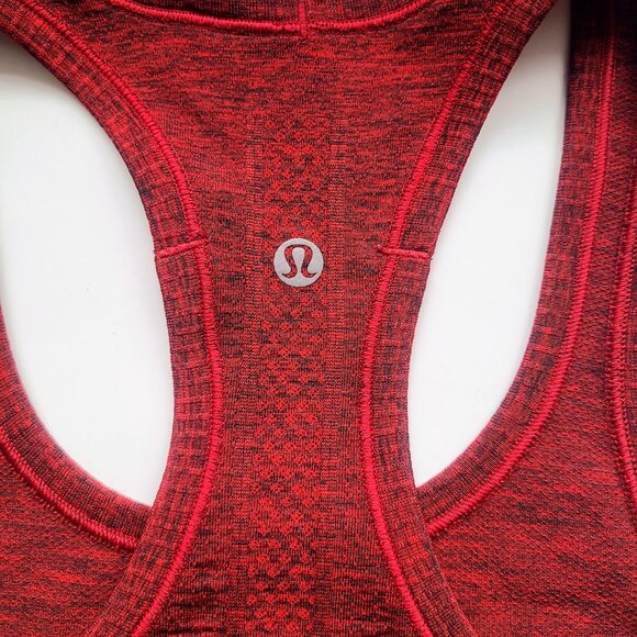 Lululemon Swiftly Tech Racerback Tank Top in Heathered Black / True Red Size 2 - Picture 5 of 6